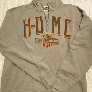 Authentic Harley Davidson three-quarter zip sweatshirt.